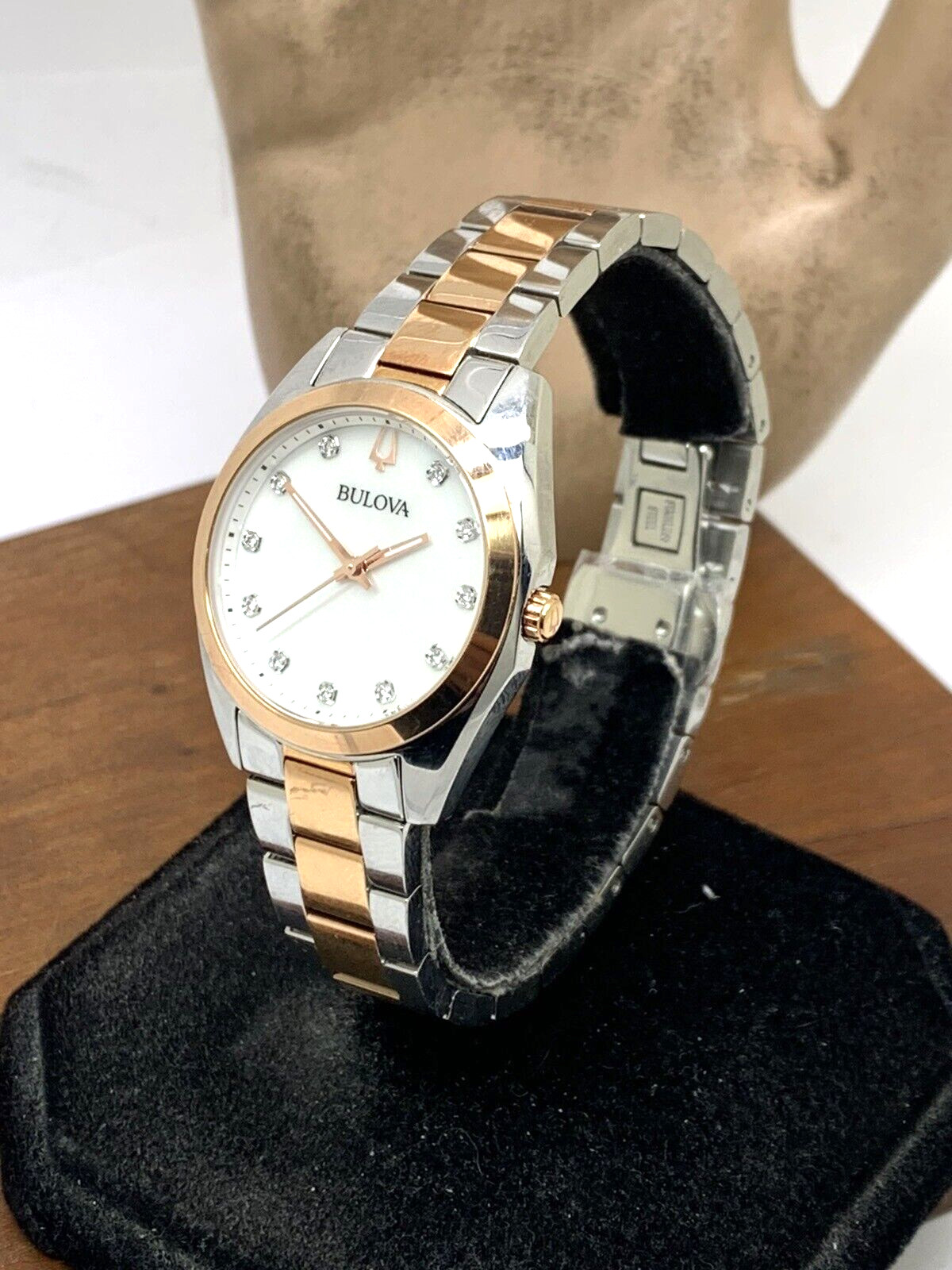 Bulova Women’s Watch 98P207 Quartz Diamond Mother of Pearl White Dial Two Tone