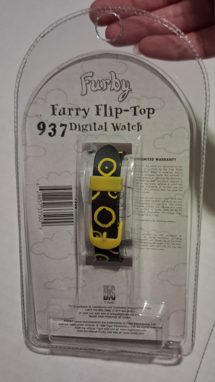 Furby Furry Flip-Top Digital Watch 1999 Vintage Black & White Date & Time SEALED