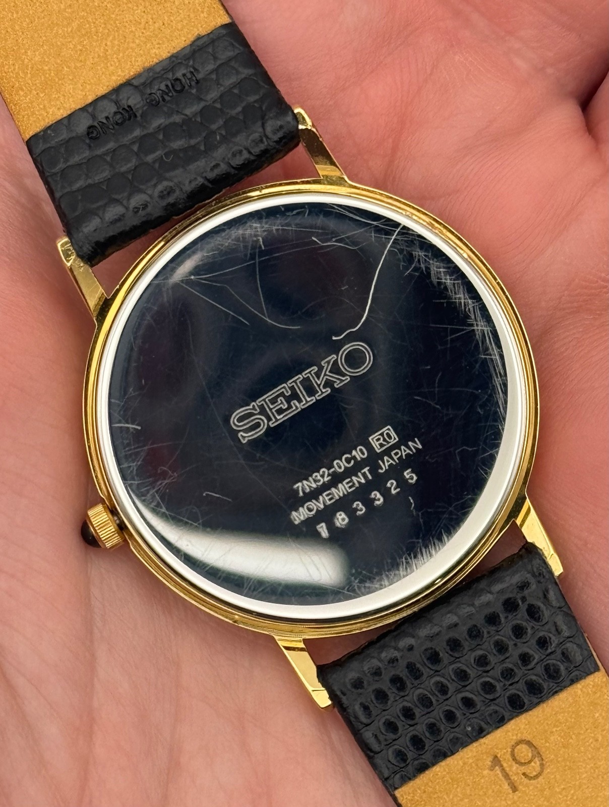 1997 Vintage Seiko Men’s Gold-Tone Arabic Dial Watch w/New Band – 7N32 Quartz
