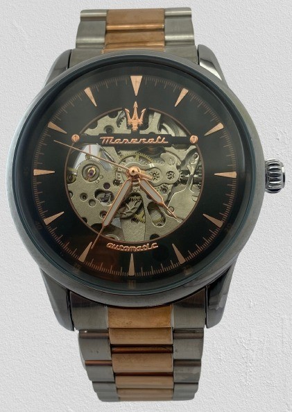 Rare & Luxury Two-Tone Maserati Skeleton Black Dial Automatic Men’s Wristwatch
