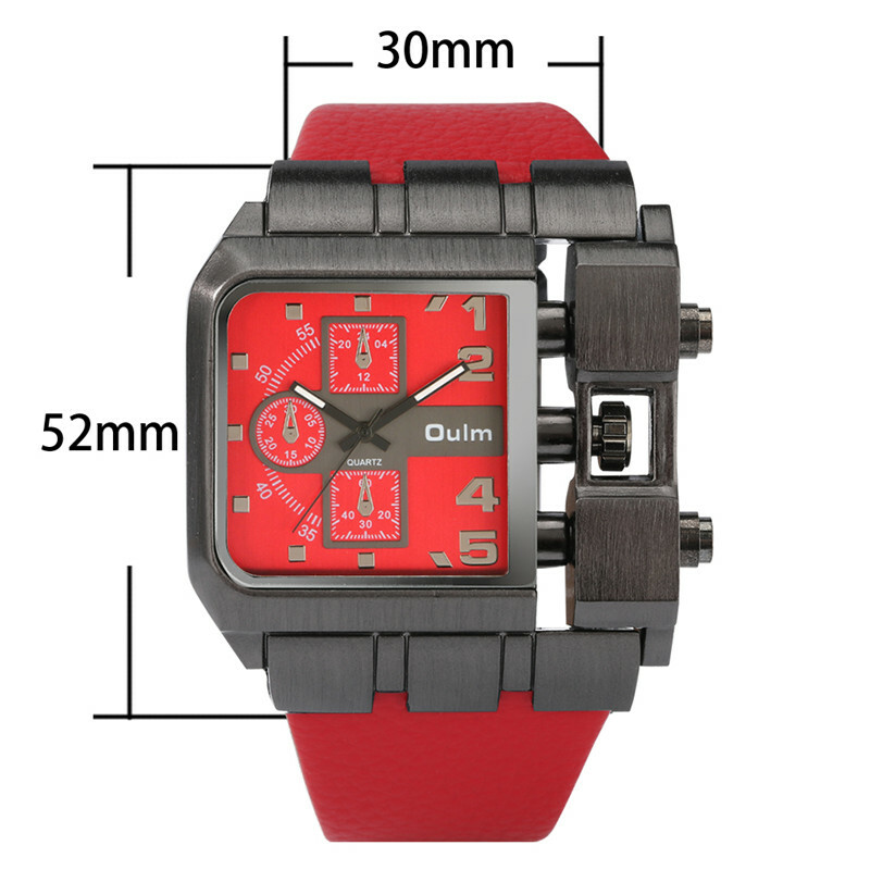 OULM Luminous Hand Men’s Analog Quartz Wrist Watches Leather Bracelet Band Gift