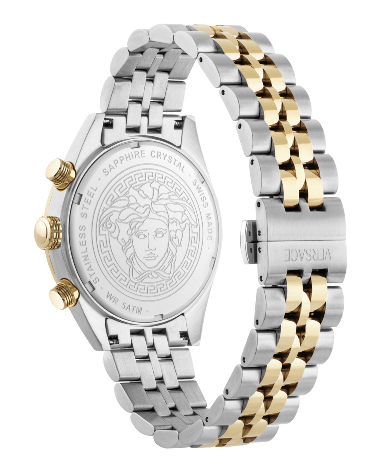 Versace Mens Two Tone 44mm Bracelet Fashion Watch