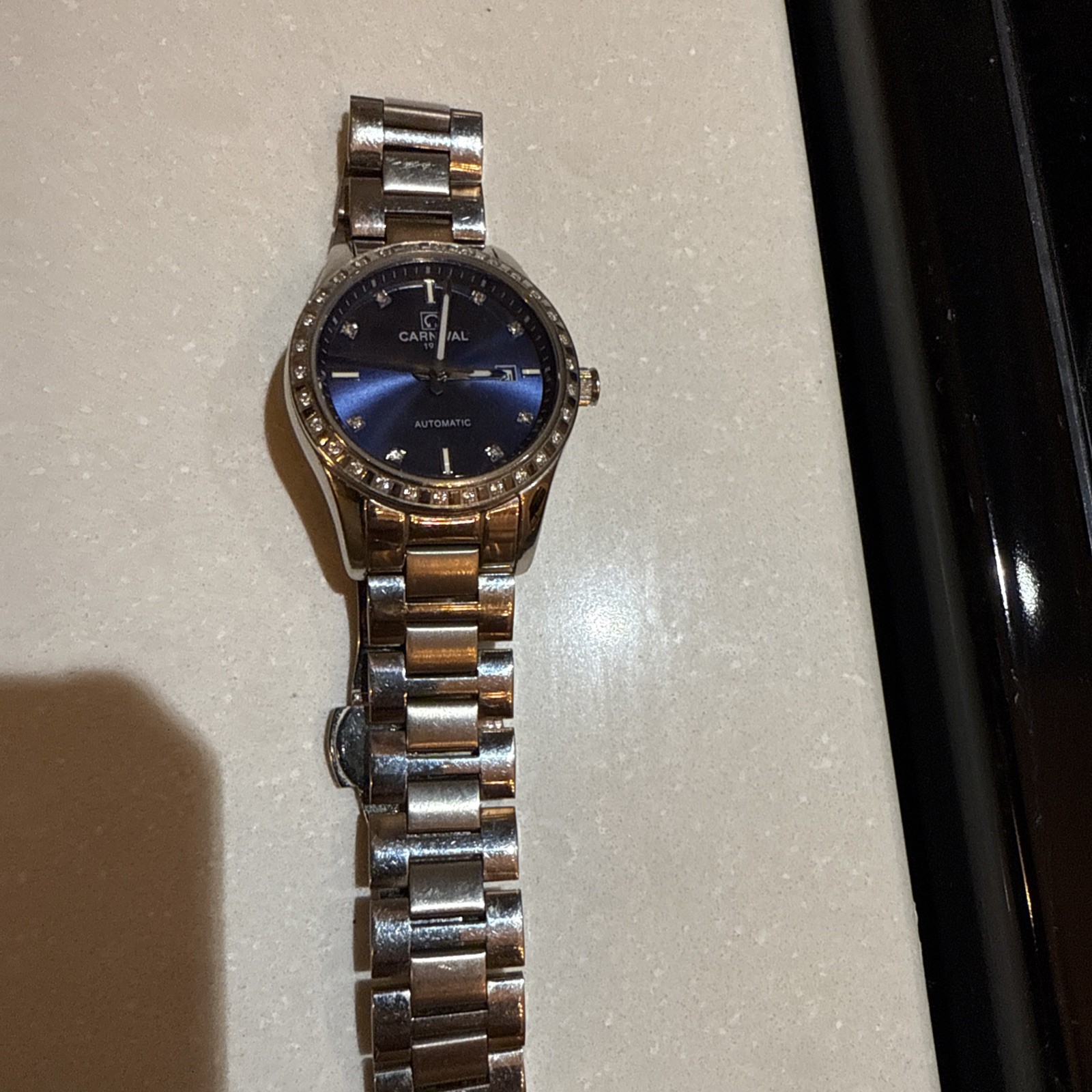 Carnival Ladies 33mm Automatic 1986 Diamonds-No8685L Stainless With Blue Dial
