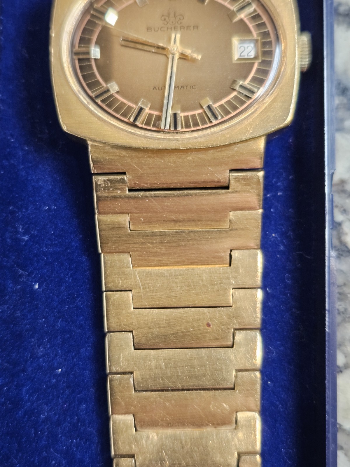 Bucherer Automatic Vintage Mens Swiss Watch T5612D 10 Micron Gold Plate Works