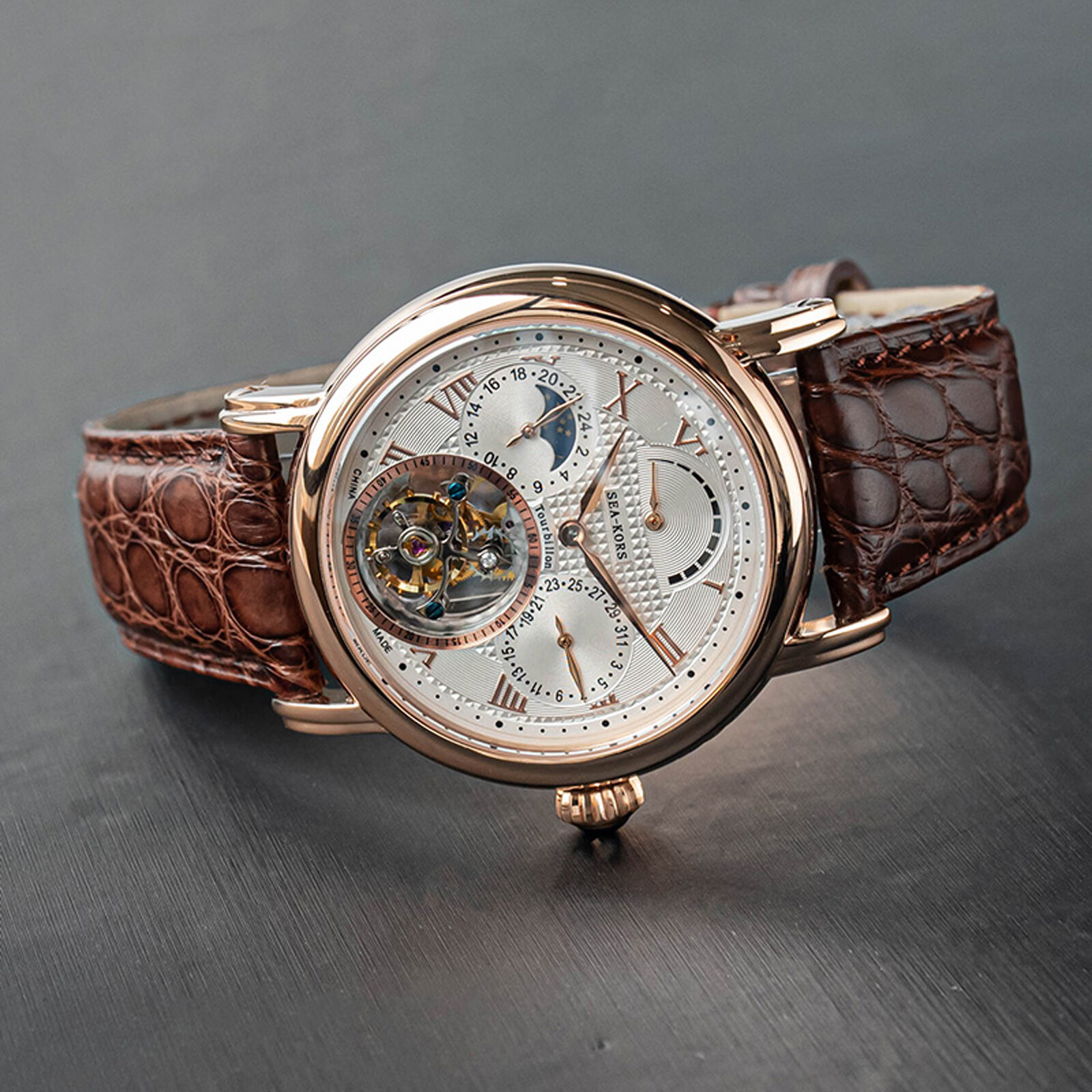 Sugess Seakors Genuine Tourbillon Seagull ST8007 Mechanical Mens Watch SE8007GW