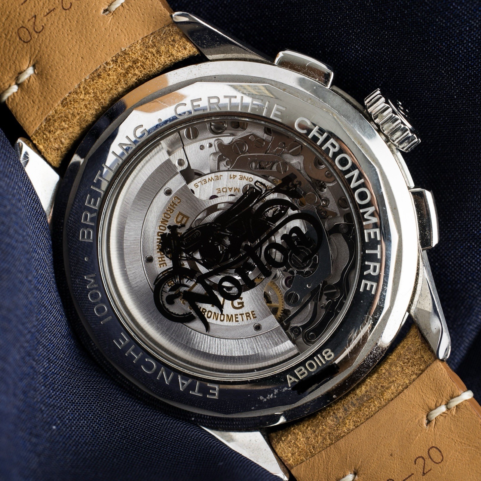 Breitling Premier B01 Chrono Norton SS auto 42mm Strap Watch AB0118A21B1X2