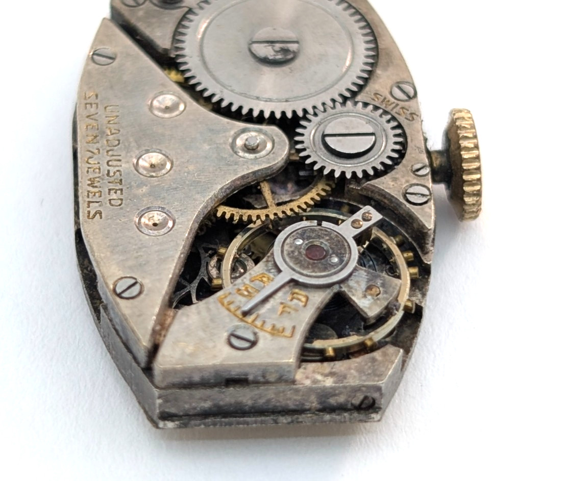 Vintage BRUNVIL 7j Art Deco Ladies 15mm Mechanical Watch Movement PARTS REPAIR