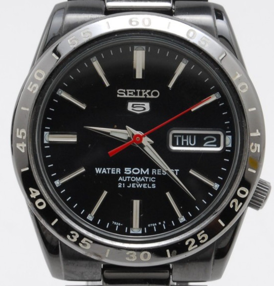 SEIKO 5 Sports 7S26-02T0 Automatic Black Dial Day/Date 37mm Near Mint from Japan