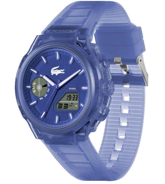 LACOSTE LC33 2011429 BLUE DIAL & SEMI TRANSPARENT SILICONE STRAP 45MM MENS WATCH