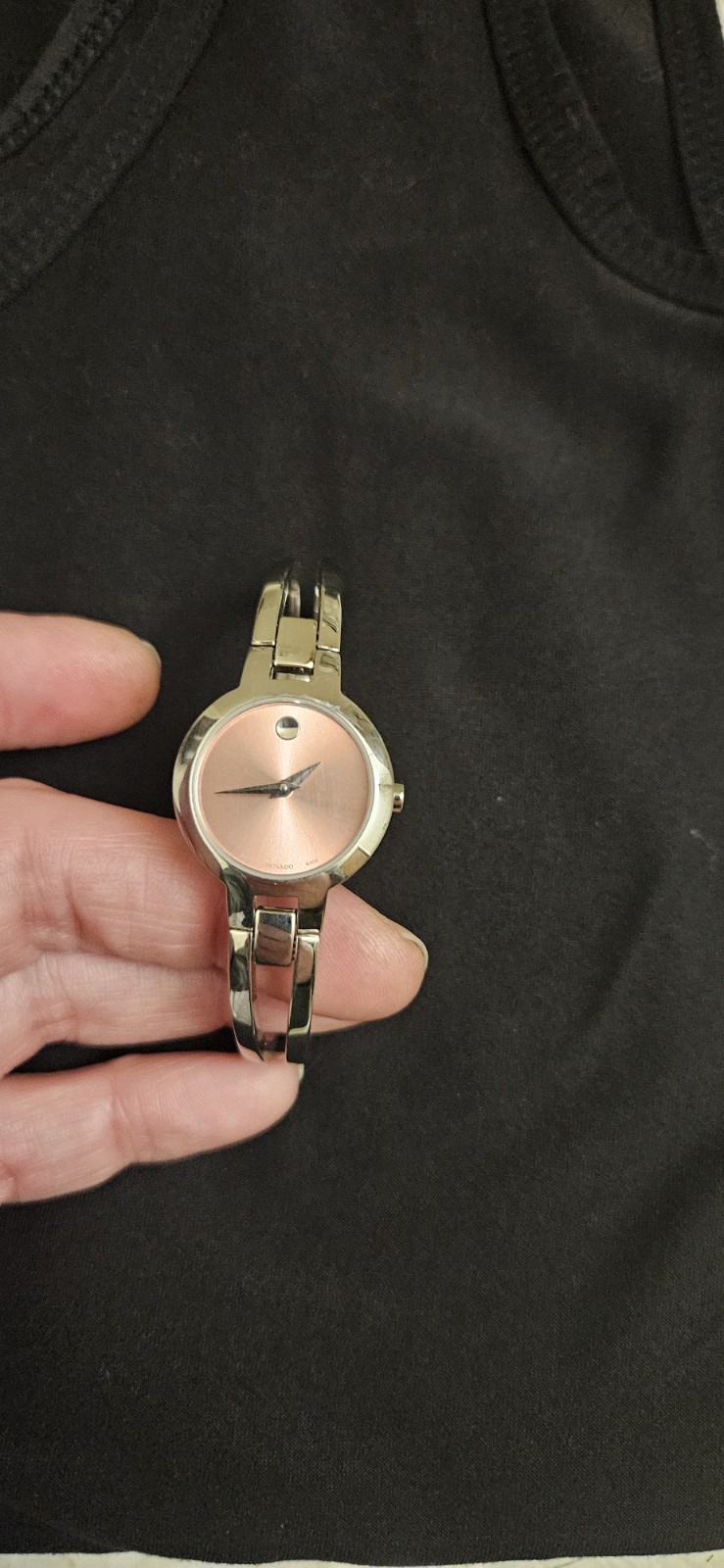 Movado Amorosa Pink Dial Swiss Watch 52.3.14.1438 Stainless Sapphire Museum Dial