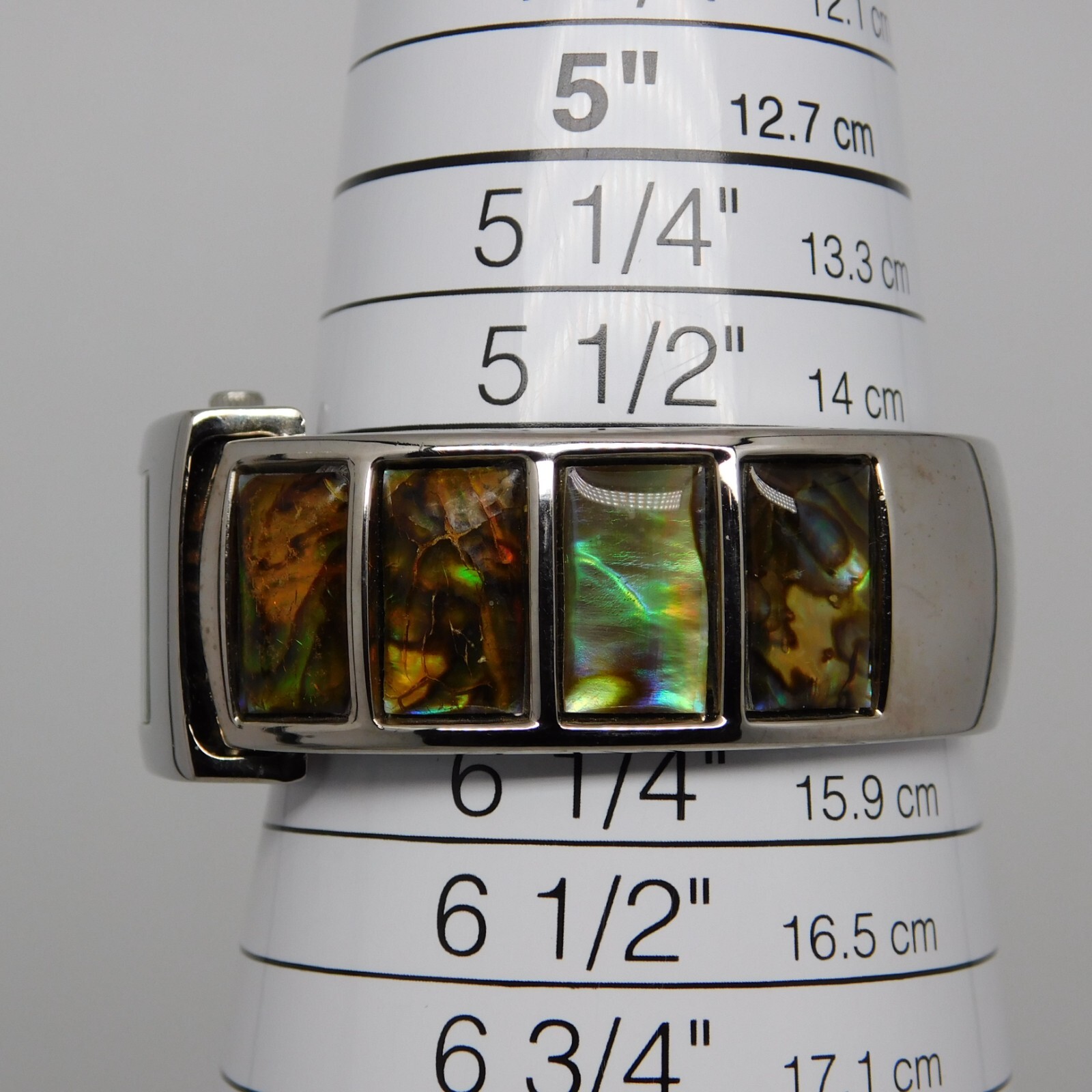 Cuff Bracelet Mother-of-Pearl Inlay Quartz Women’s Watch Sz. 6″ New Battery