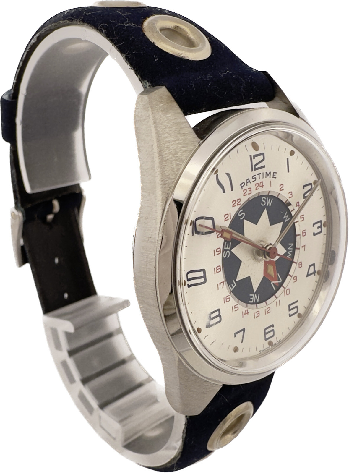 Vintage Pastime Revue Thommen GMT 24Hour Compass Men’s Mechanical Wristwatch NOS