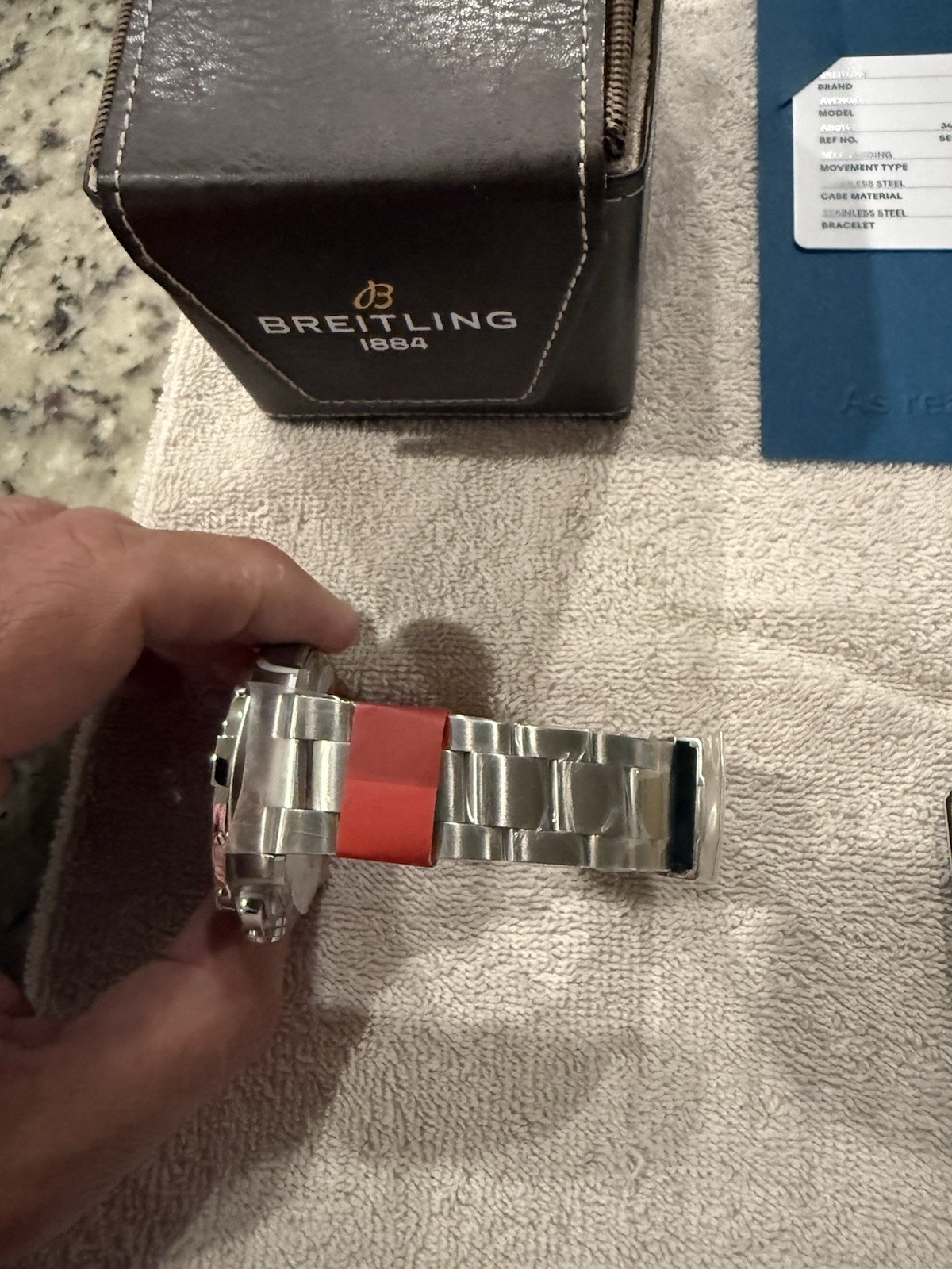 Breitling Avenger B01 Chronograph 44 Blue Dial Auto SS Bracelet Box Papers