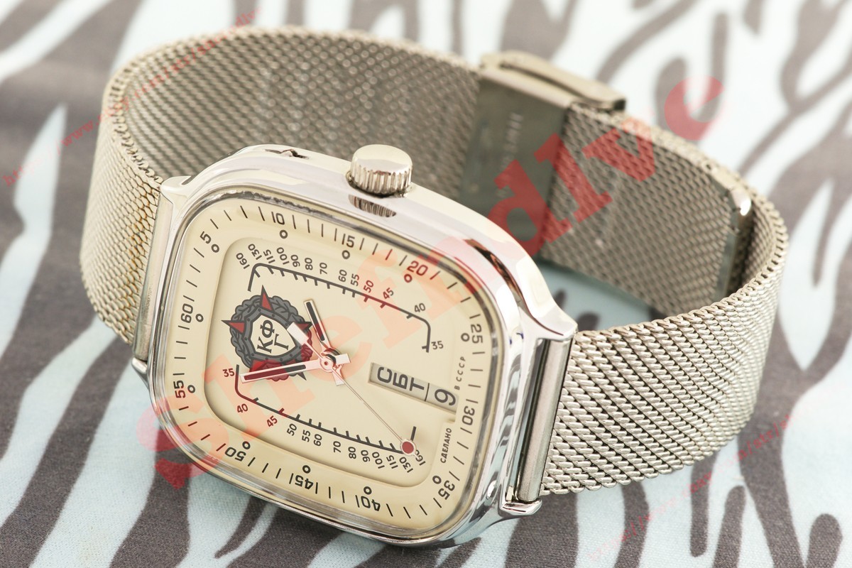 PULSOMETER OLD stock Russian USSR Slava Rectangle watch Medical KFG cal. 2428