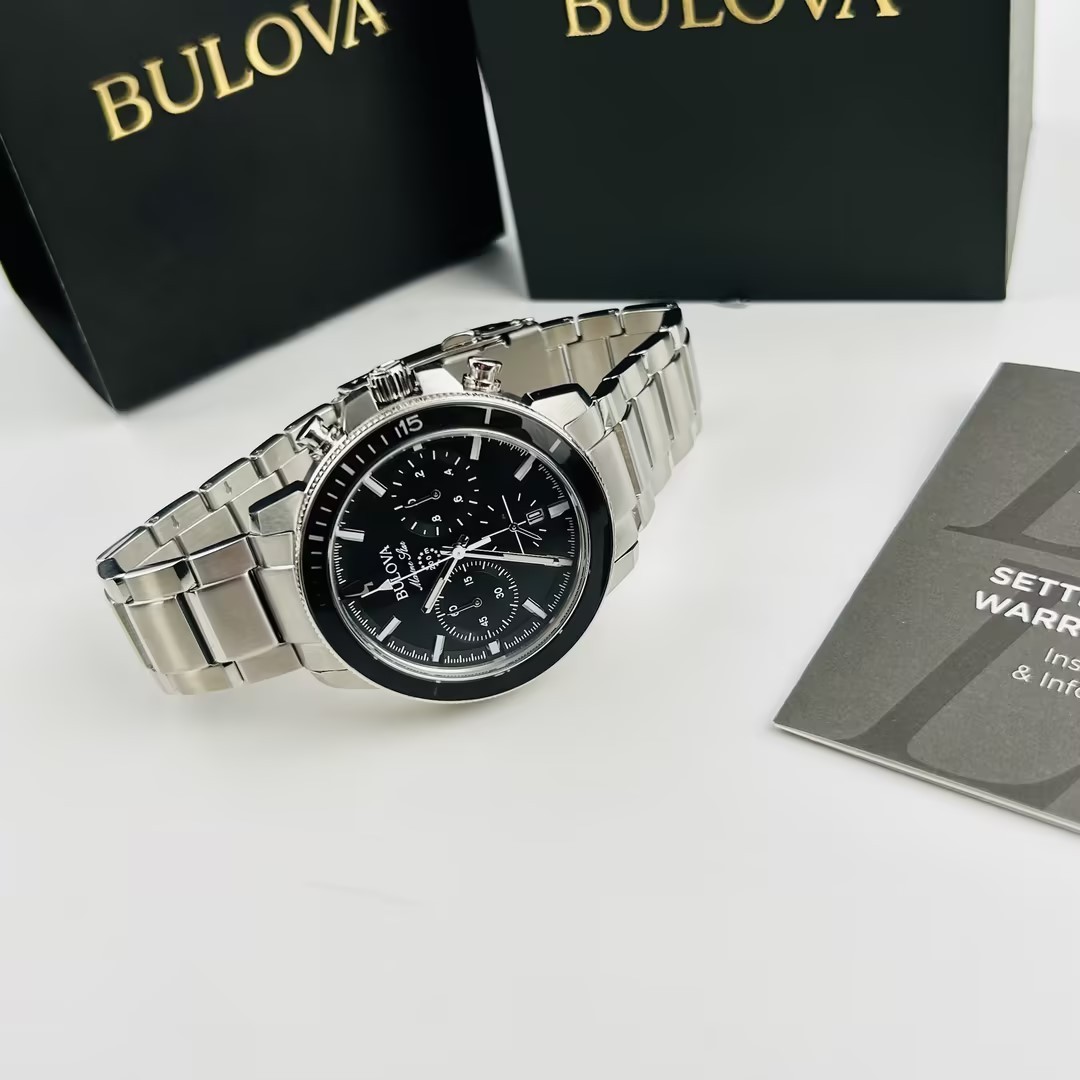 Bulova Marine Star 96B272 Series C Black Dial Stainless Steel Men’s Quartz Watch