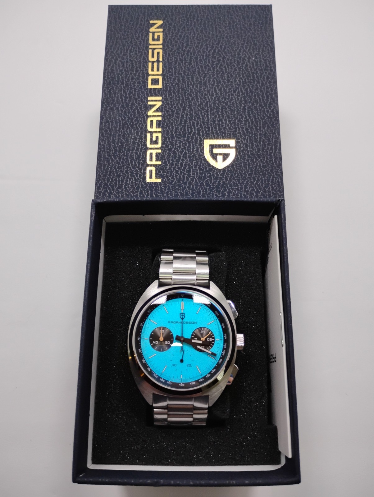 NEW Pagani Design PD-1782 Chronograph Watch Tiffany Blue Dial Stainless Steel