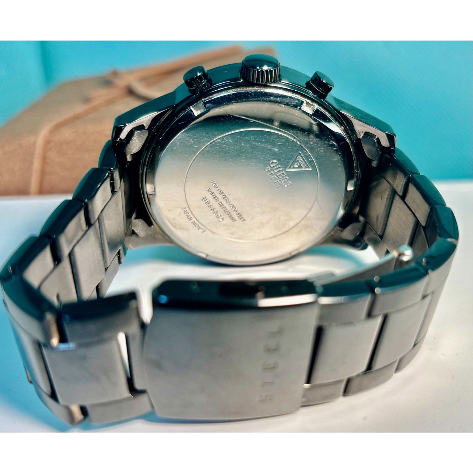 Guess Men’s Atlas Chronograph Watch – Gunmetal Steel & Blue/Gray Dial