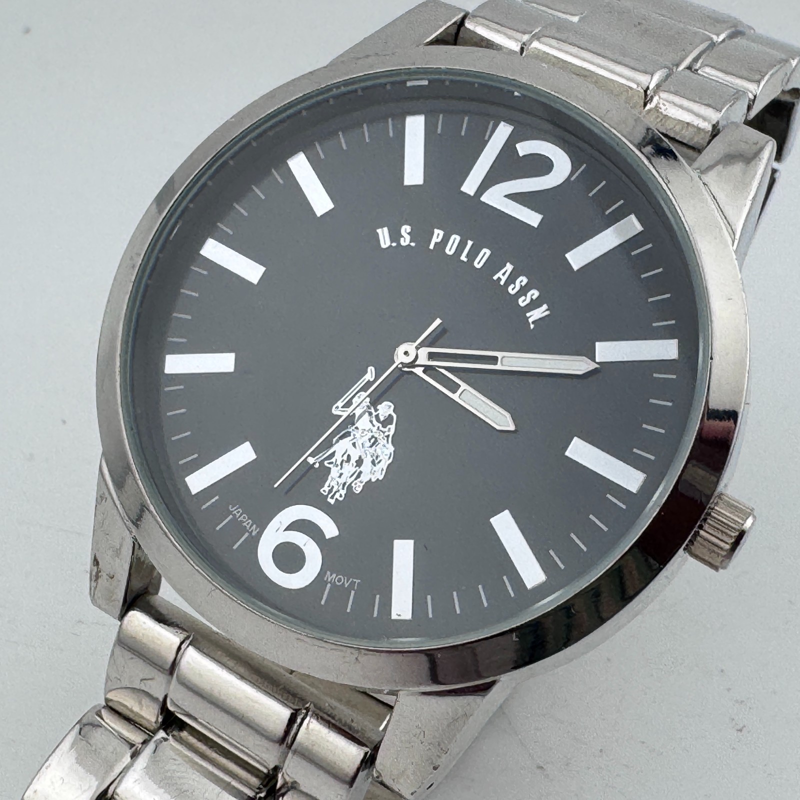 U.S. Polo Assn Quartz Watch Men 47mm Silver Japan Movt Analog New Battery 8″