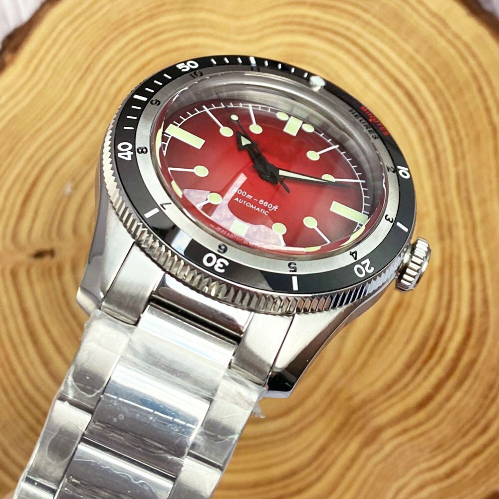 40mm Tandorio Wine red Dial NH35 Automatic Mens Watch Sapphire glass Ceramic