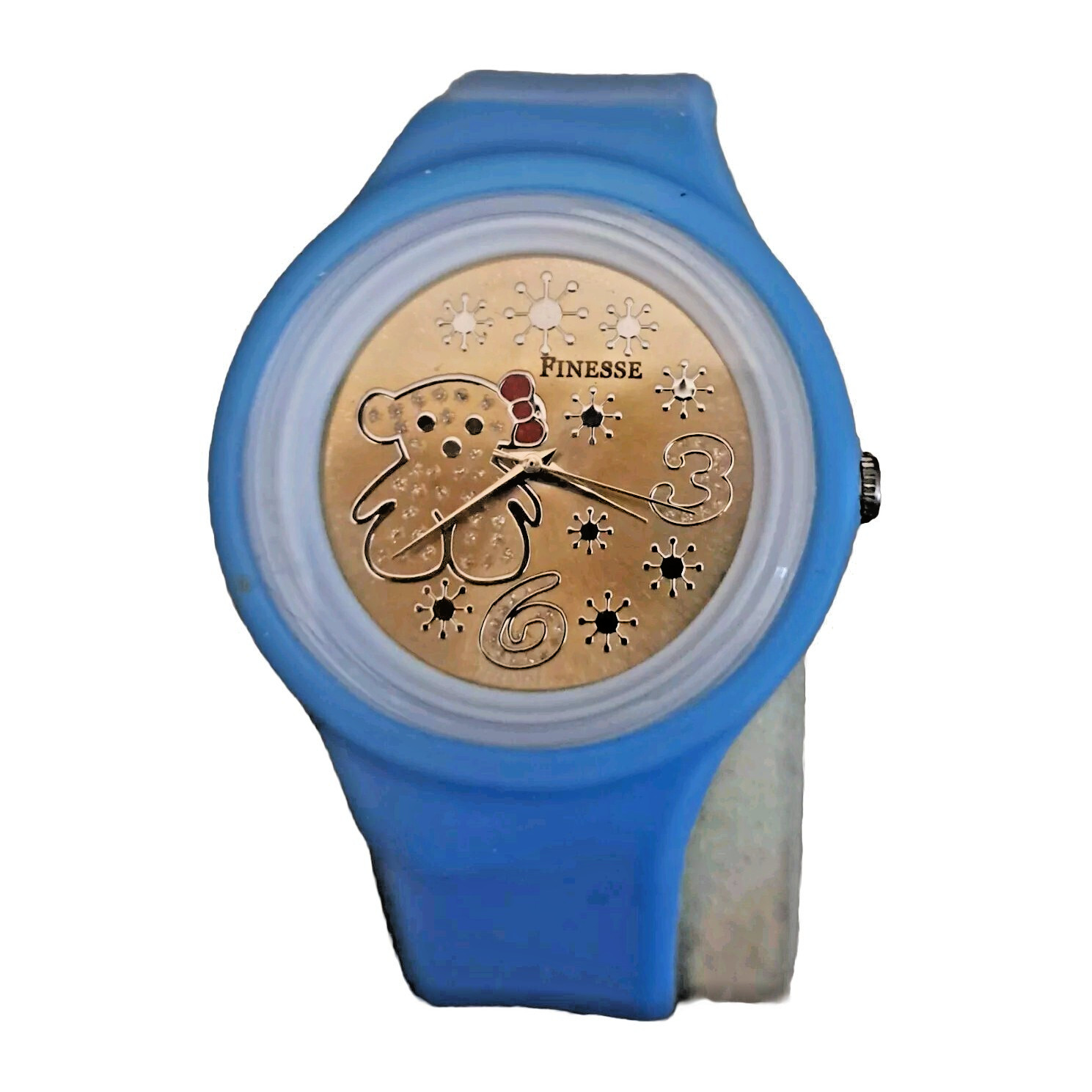 Finesse 10″ Blue Holiday Teddy Bear / Snowflake Watch New Battery Rubber Band