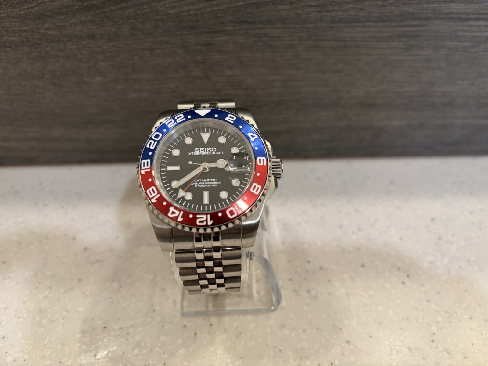 Custom NH34 Automatic GMT Watch | Jubilee Bracelet | Pepsi Bezel | Sapphire