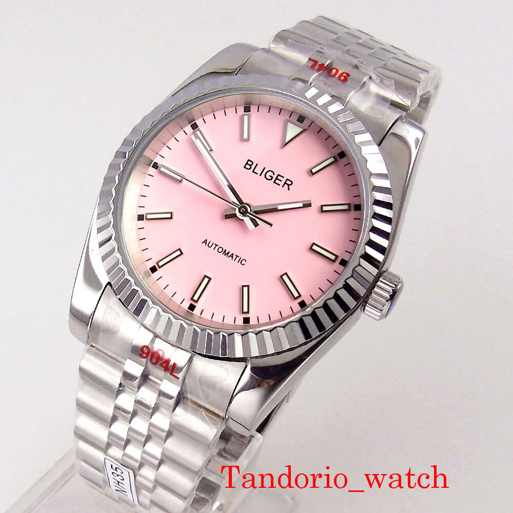 Bliger 36mm/39mm NH35A PT5000 Automatic Mens Watch Sapphire Crystal Fluted Bezel