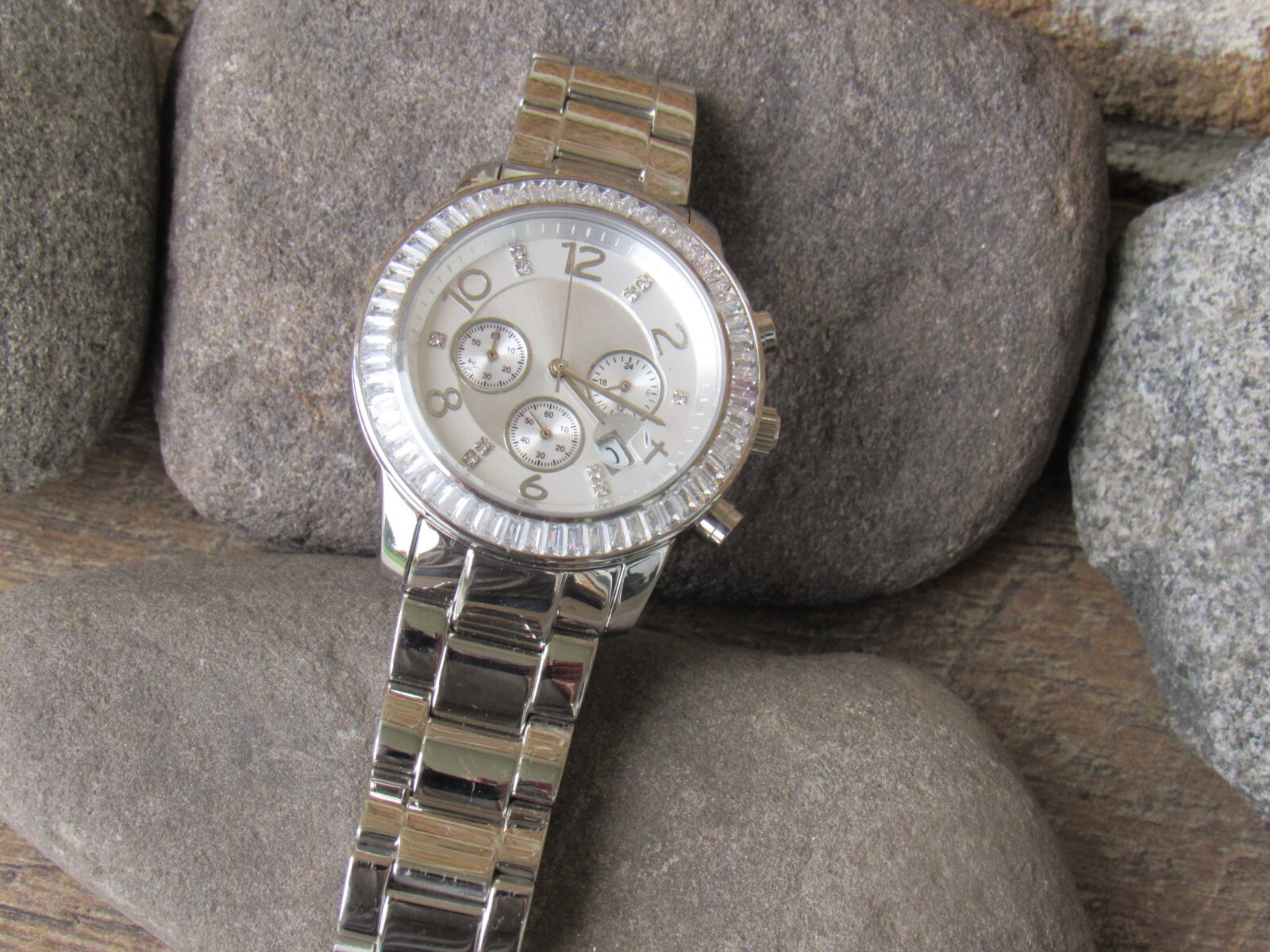 NEW SILPADA Stainless Steel Silver CZ Baguettes Finishing Touch Watch T2956 2956