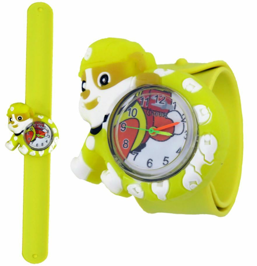 Paw Patrol Rubble Yellow Kids Analogue Wrist Watch Kids Slap On Snap Watch