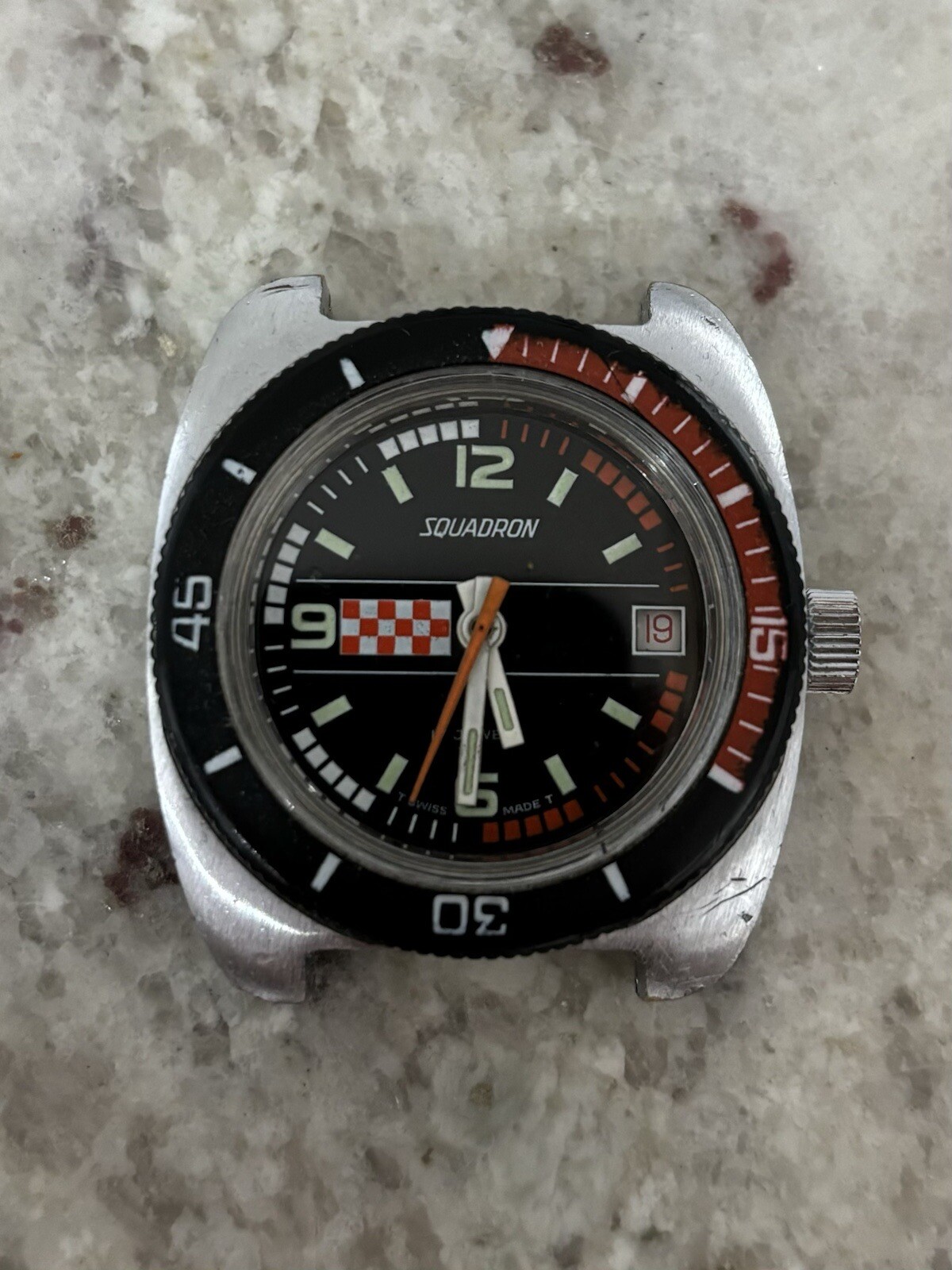 Vintage Squadron Race Watch 35.5mm RUNS!!!