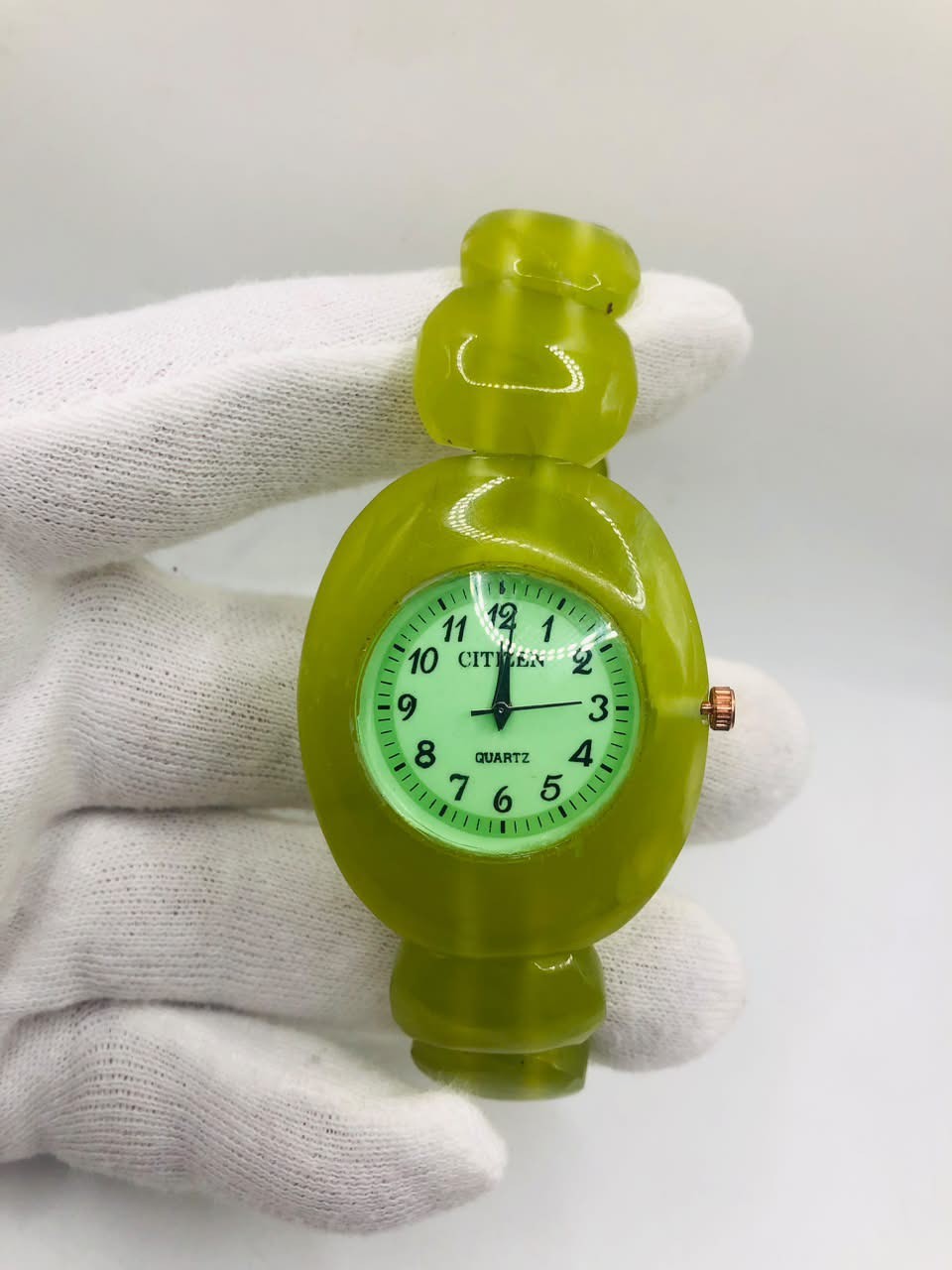 Natural Jade Stone Watch Handmade Serpentine Quartz Wristwatch for Men Women
