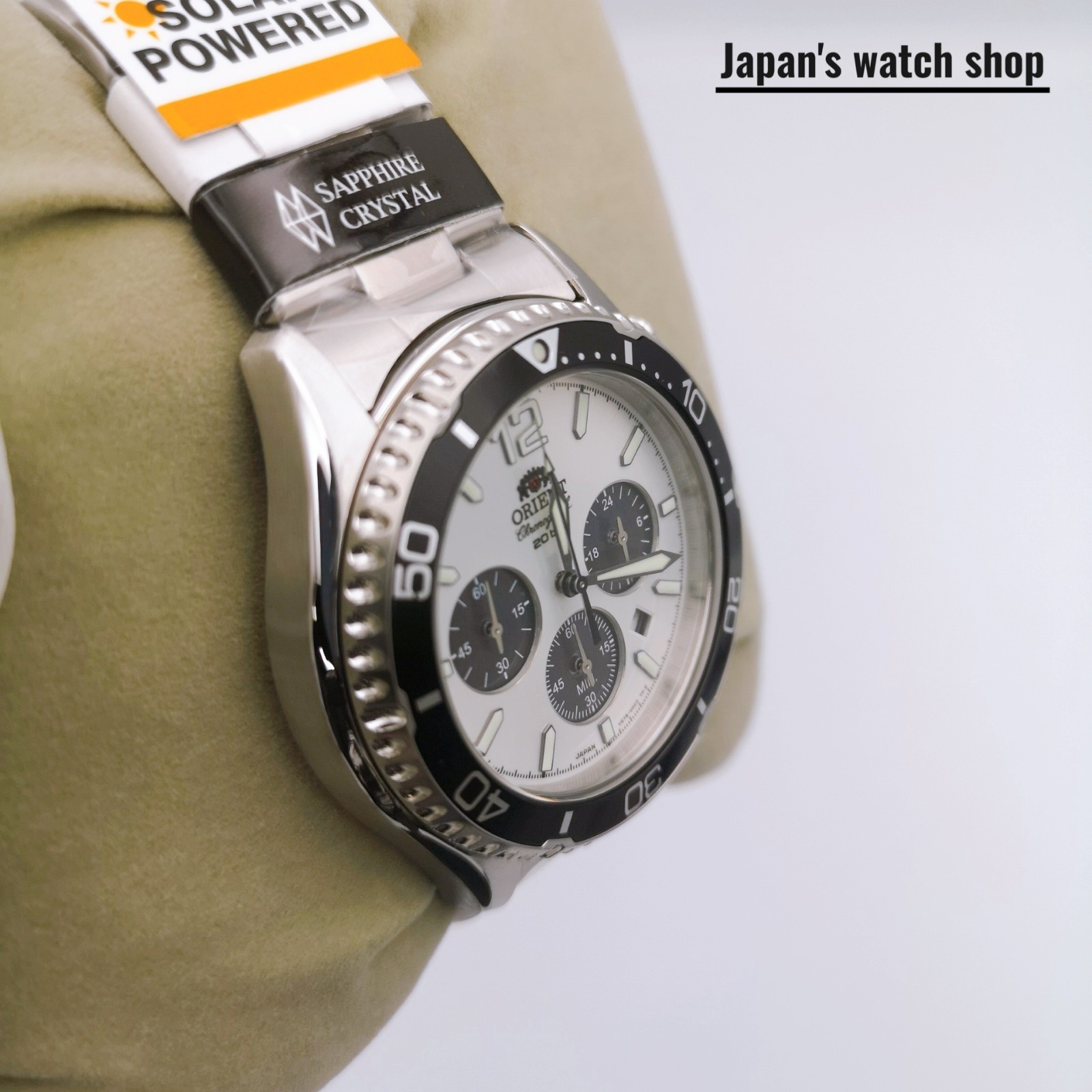 ORIENT Mako RN-TX0203S White Panda Solar Chronograph Men’s Watch New in Box