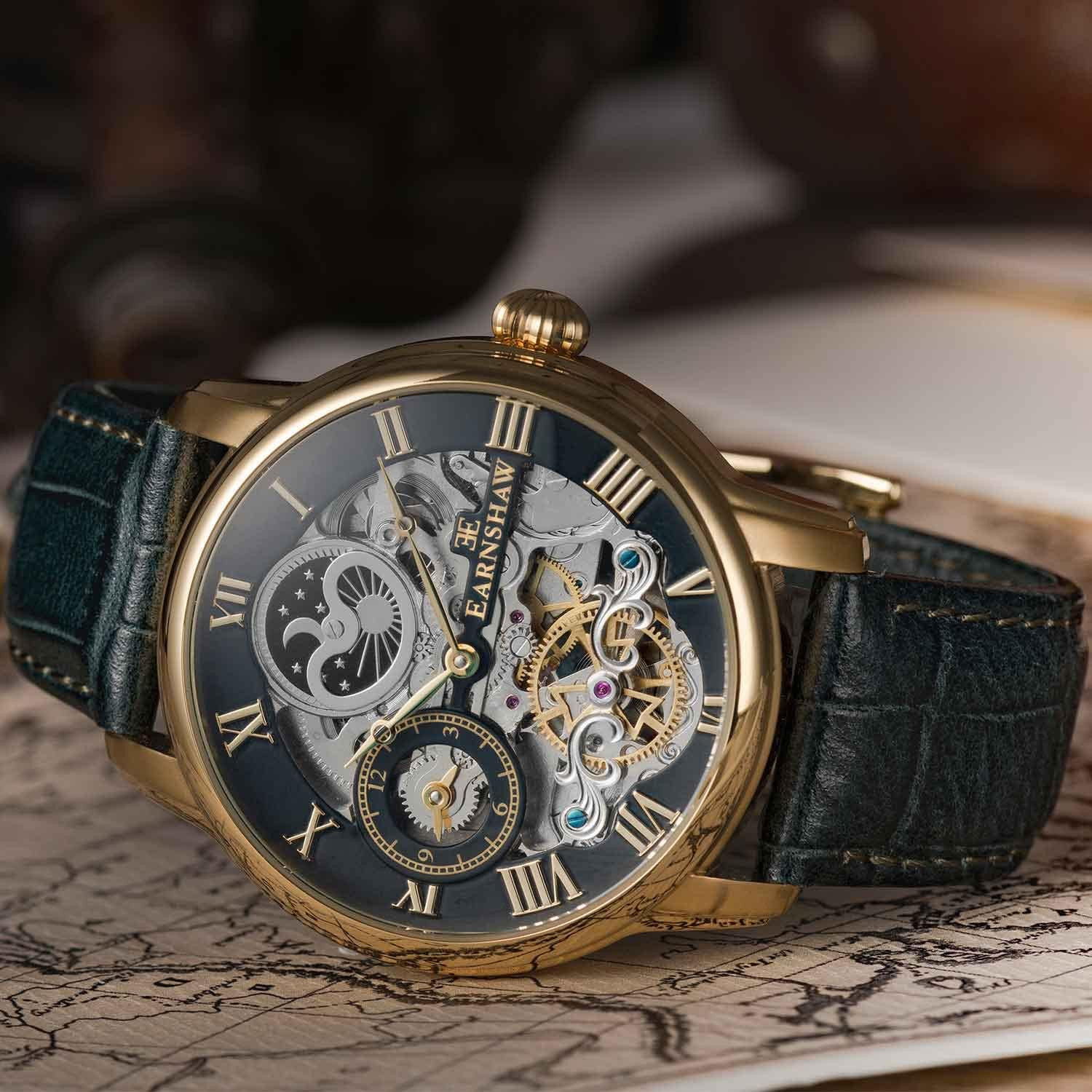 Men’s 44mm Automatic Skeleton Watch with Stainless Steel Bracelet – ES-8006
