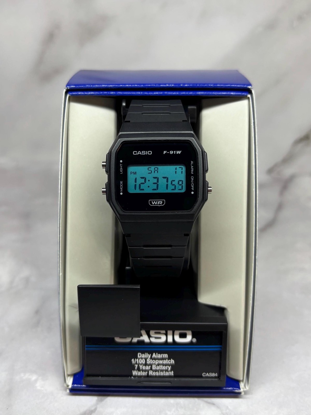 Custom Black Casio F91W Blue Screen Mod