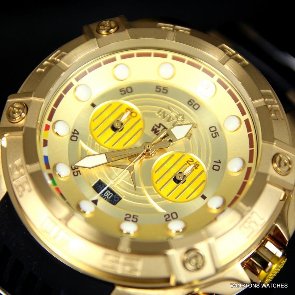 Invicta Star Wars C3PO Chronograph Gold Plated Limited Edition 52mm Watch New