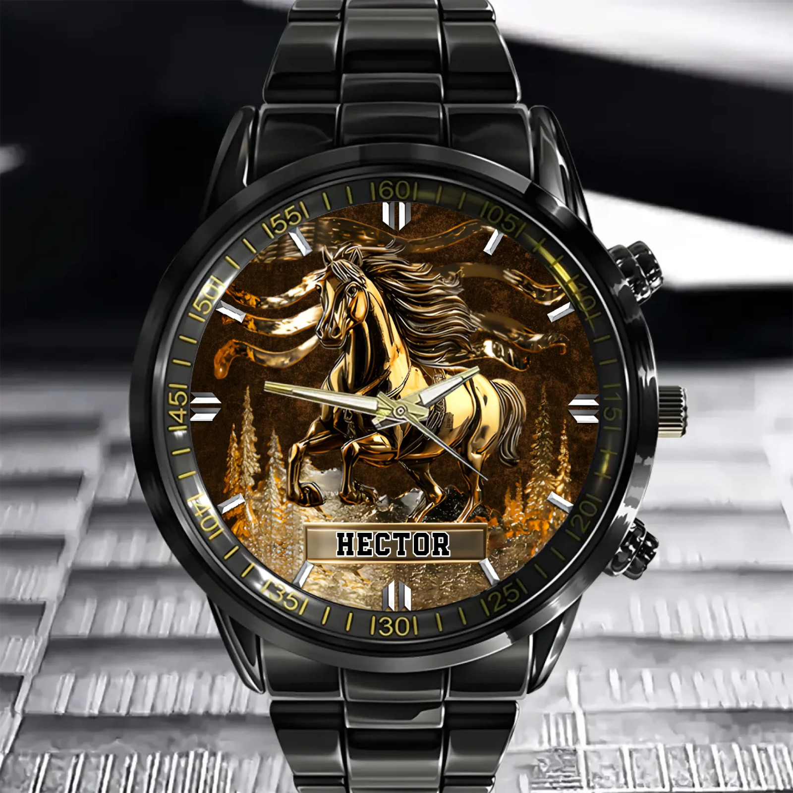 wild spirit hourse stainless steel watch-personalized name