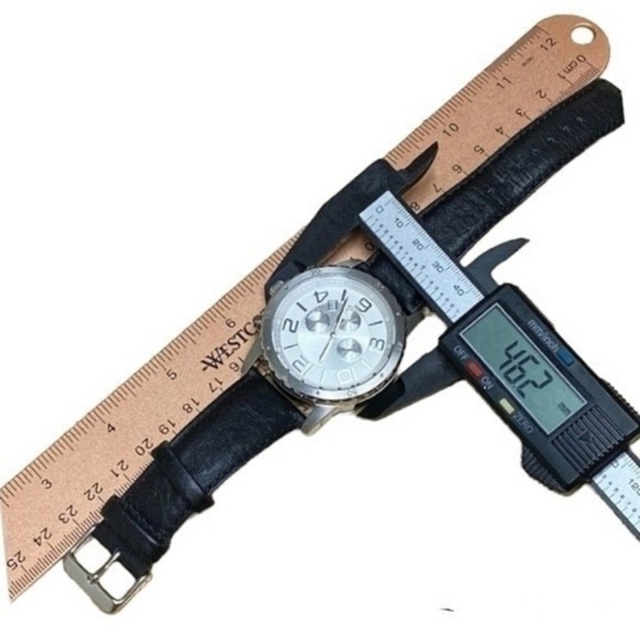 SILPADA Chronograph Black Leather Silver Case Bezel Unisex Boyfriend Style