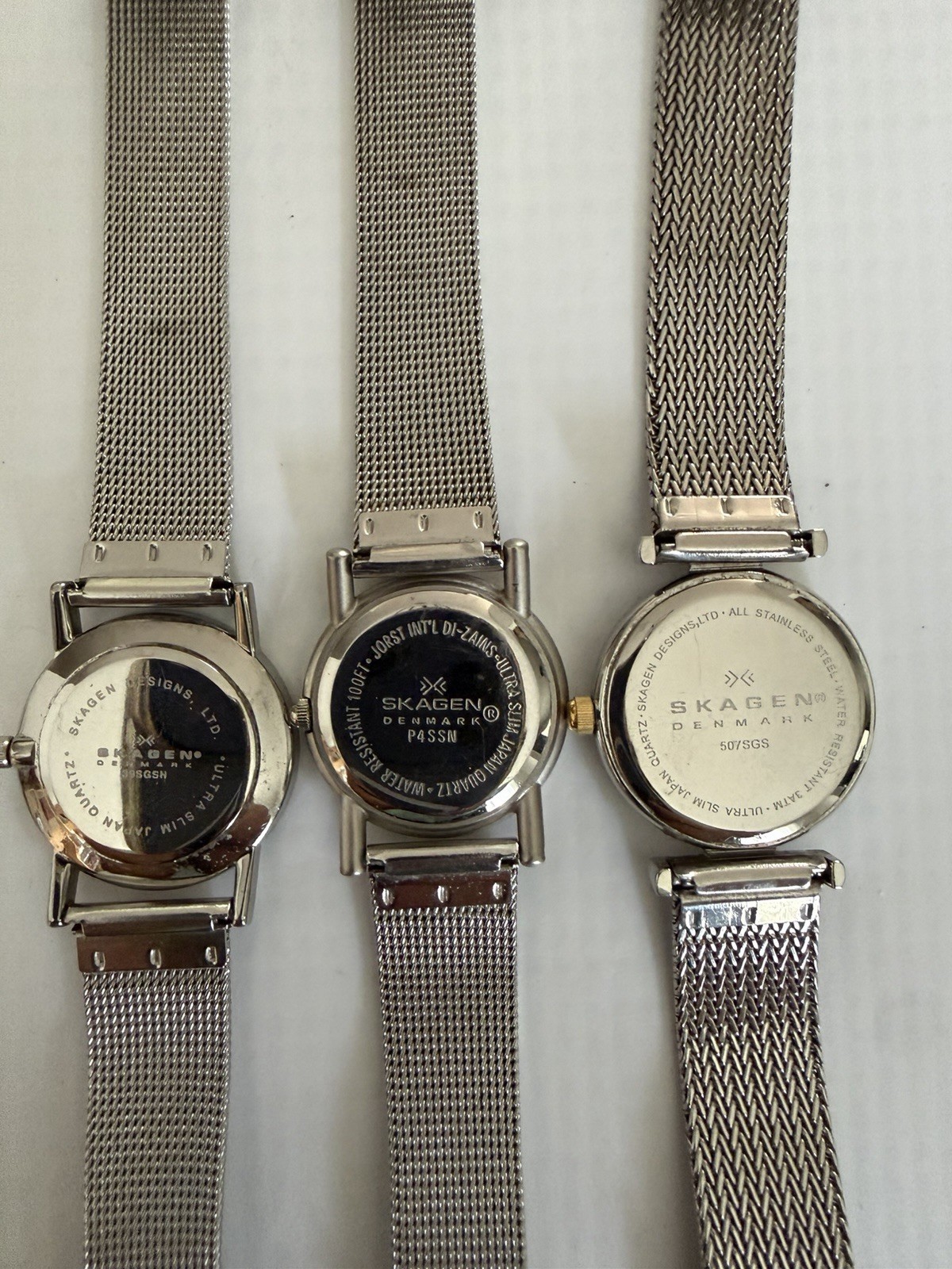 Lots of 3 Skagen Watches Women’s Silver Tone Stainless Steel Mesh Band MOP Dial