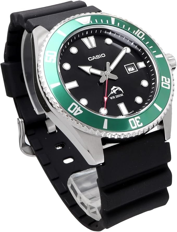 CASIO Duro Diver Watch 200M MDV-106 Green Bezel Quartz Black