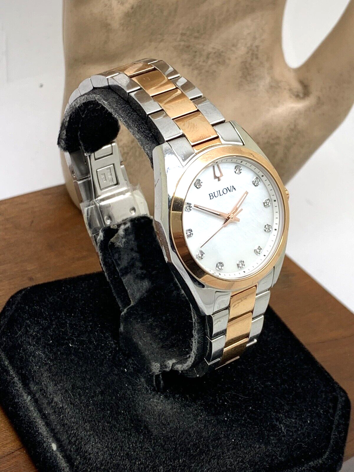Bulova Women’s Watch 98P207 Quartz Diamond Mother of Pearl White Dial Two Tone