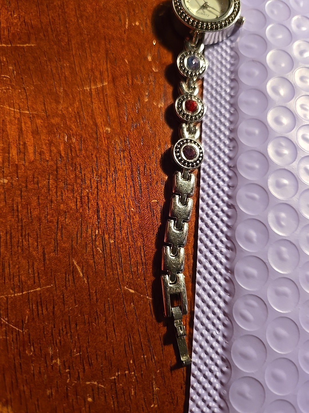 Ladies Quartz Watch Stones Are Purple Red Blue Needs A Battery