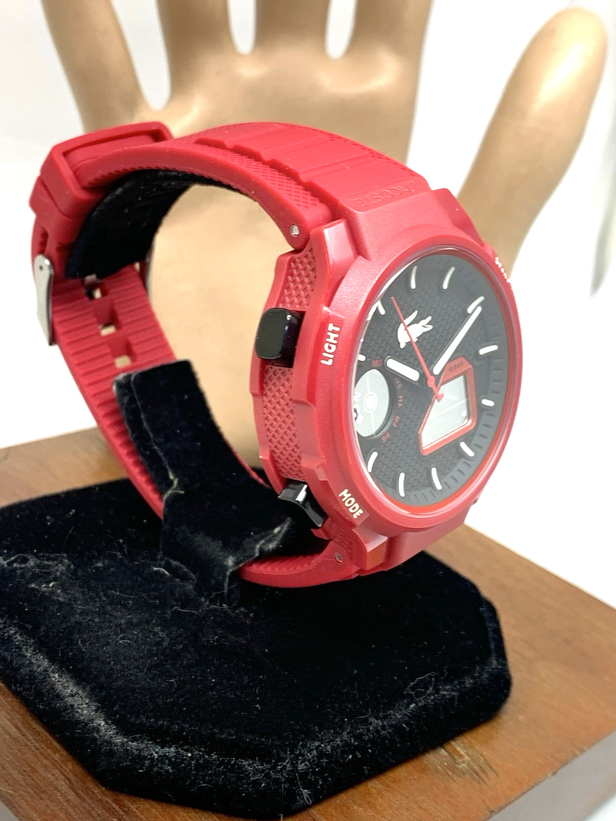 Lacoste Men’s Watch 2011368 Quartz Analog Digital LC33 Red Dial Rubber Band 45mm