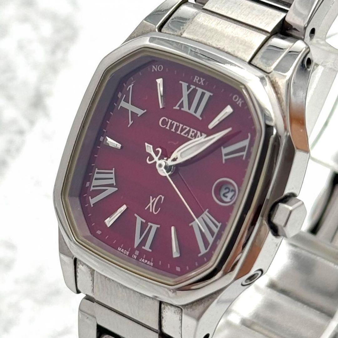 CITIZEN Cross Sea Radio Solar Excellent Condition Ladies Watch Date Red Dial Rar