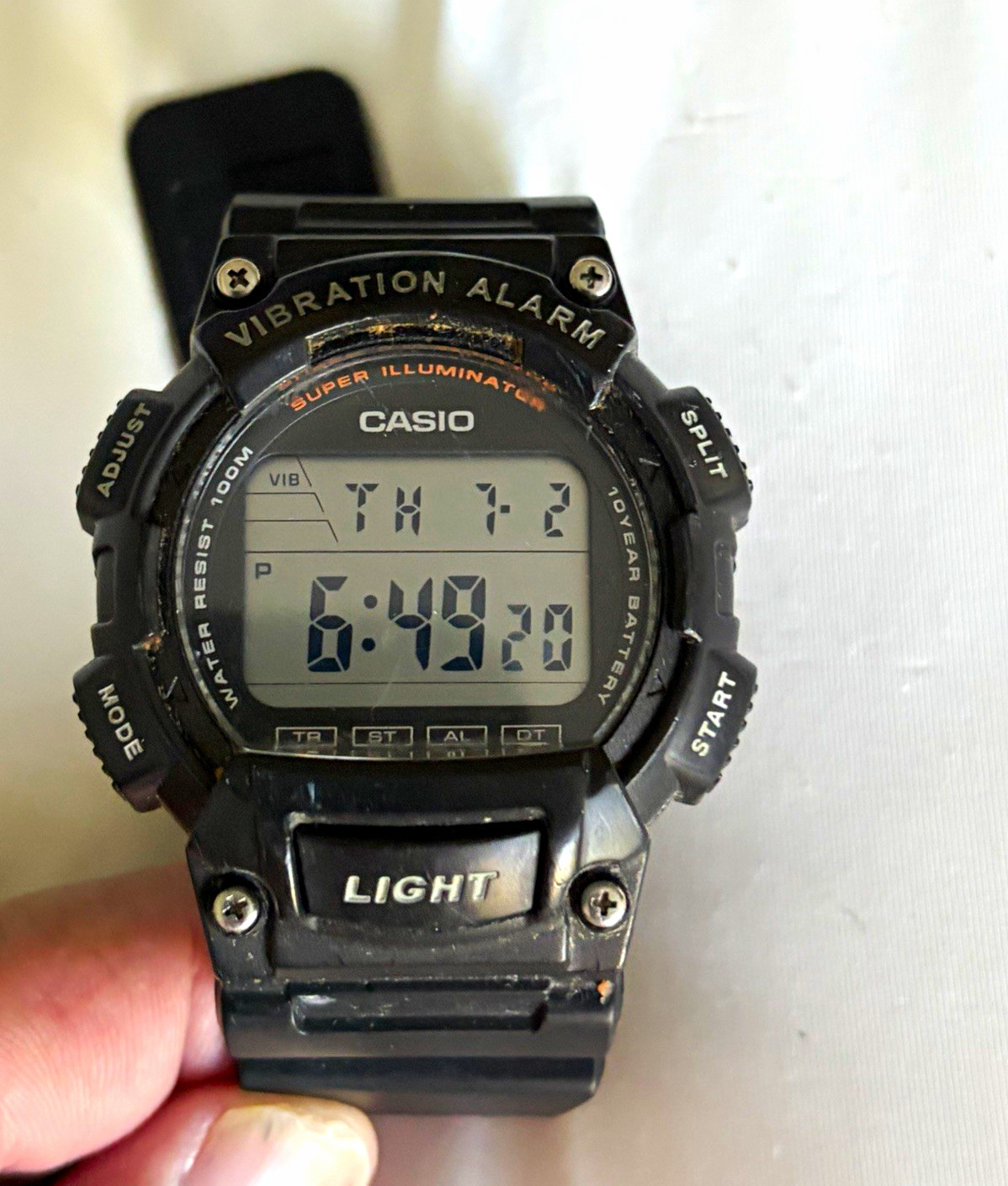 Casio W-736H Digital Quartz Vibration Alarm Backlight Black Resin Watch 100m