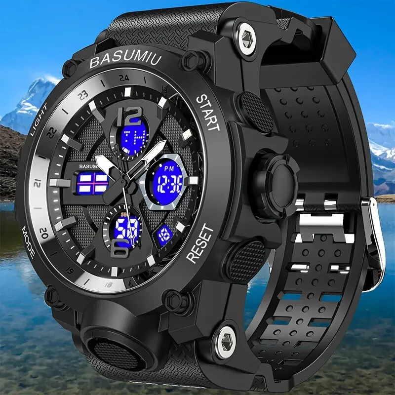 Stylish Men Sports Watch Waterproof Wrist Watch Date Display Alarm LED Light New