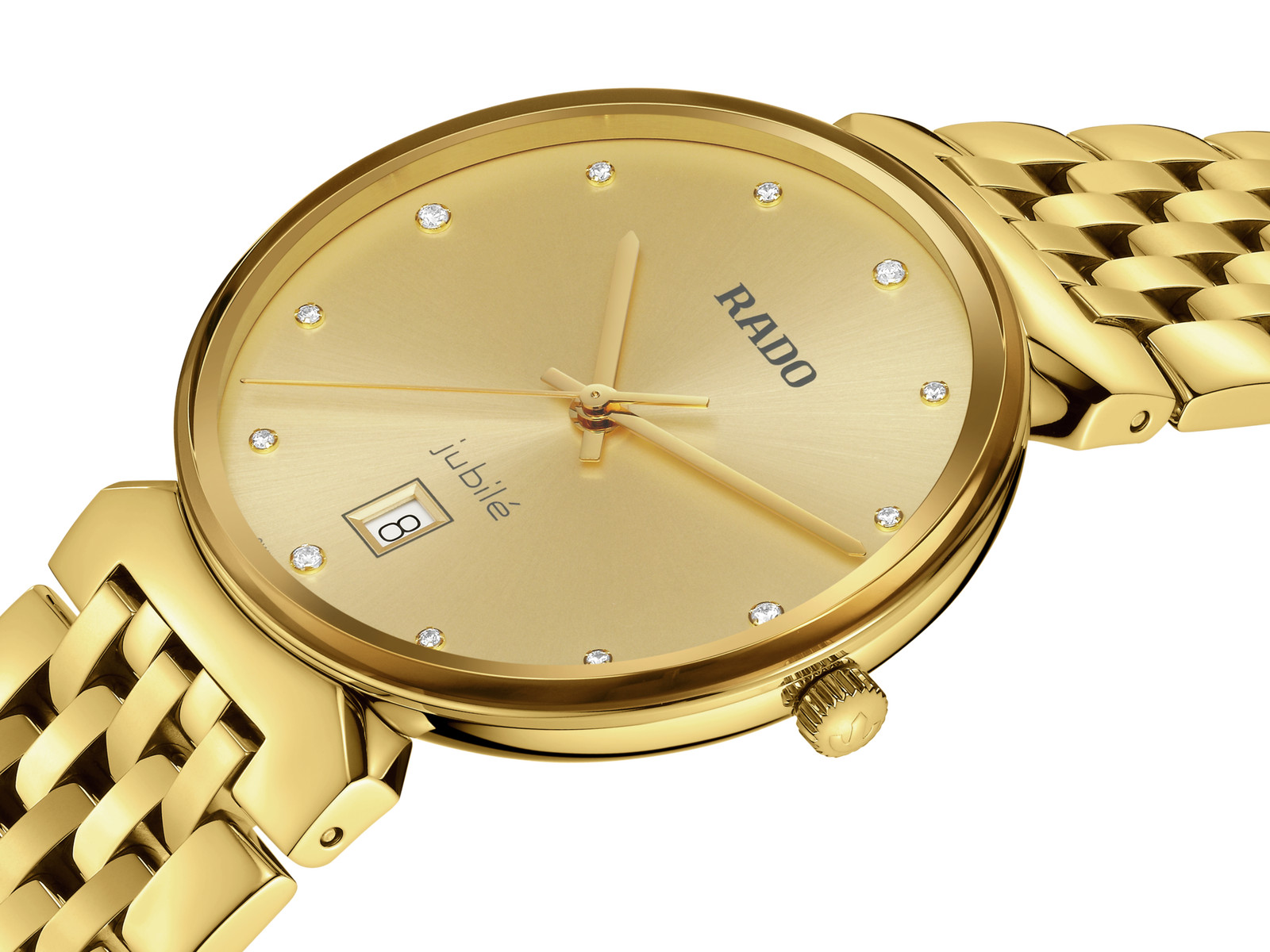New Rado Florence Diamonds Stainless Steel Golden Dial Men’s Watch R48914713
