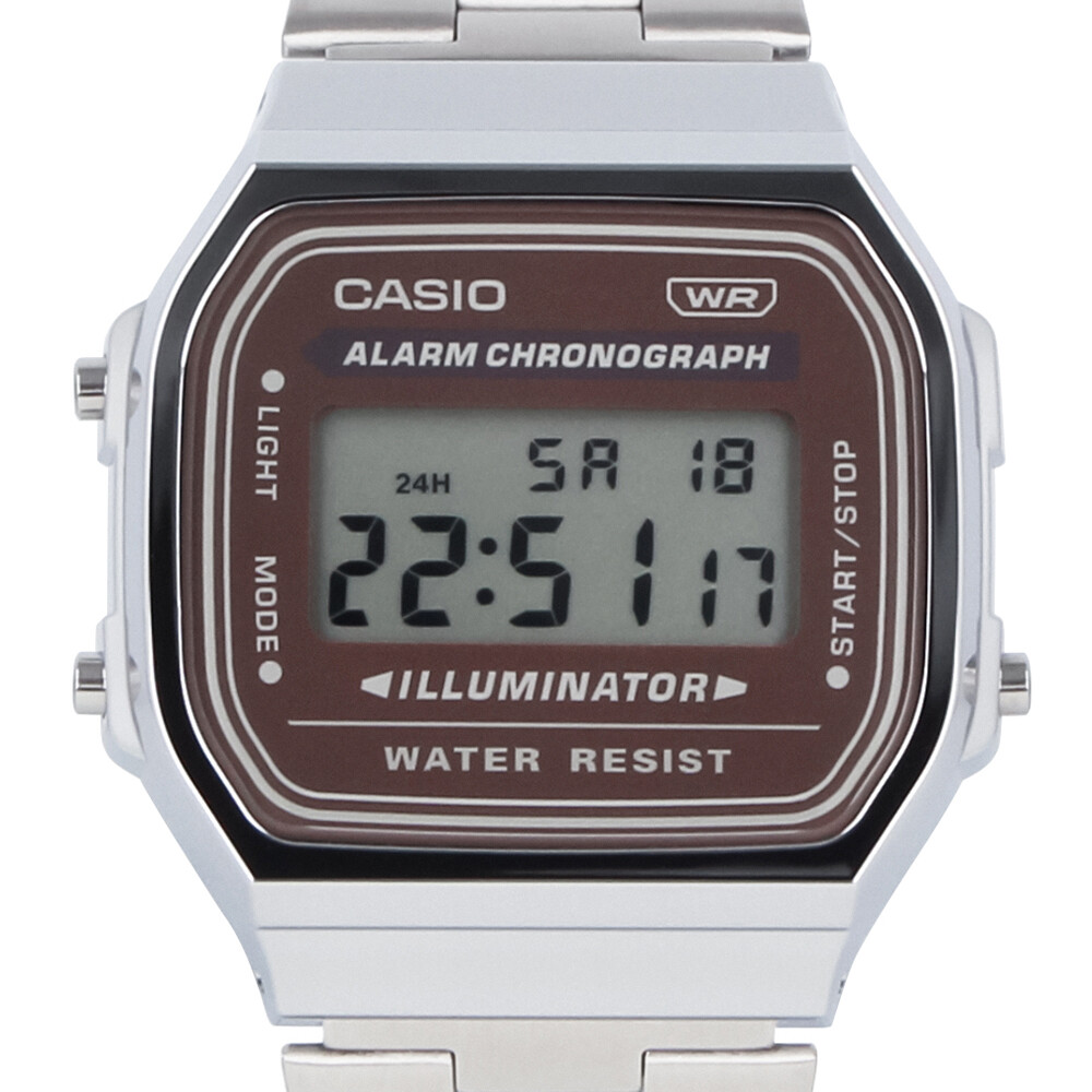 CASIO A168WA-5A Digital Quartz Resin Glass Brown Silver