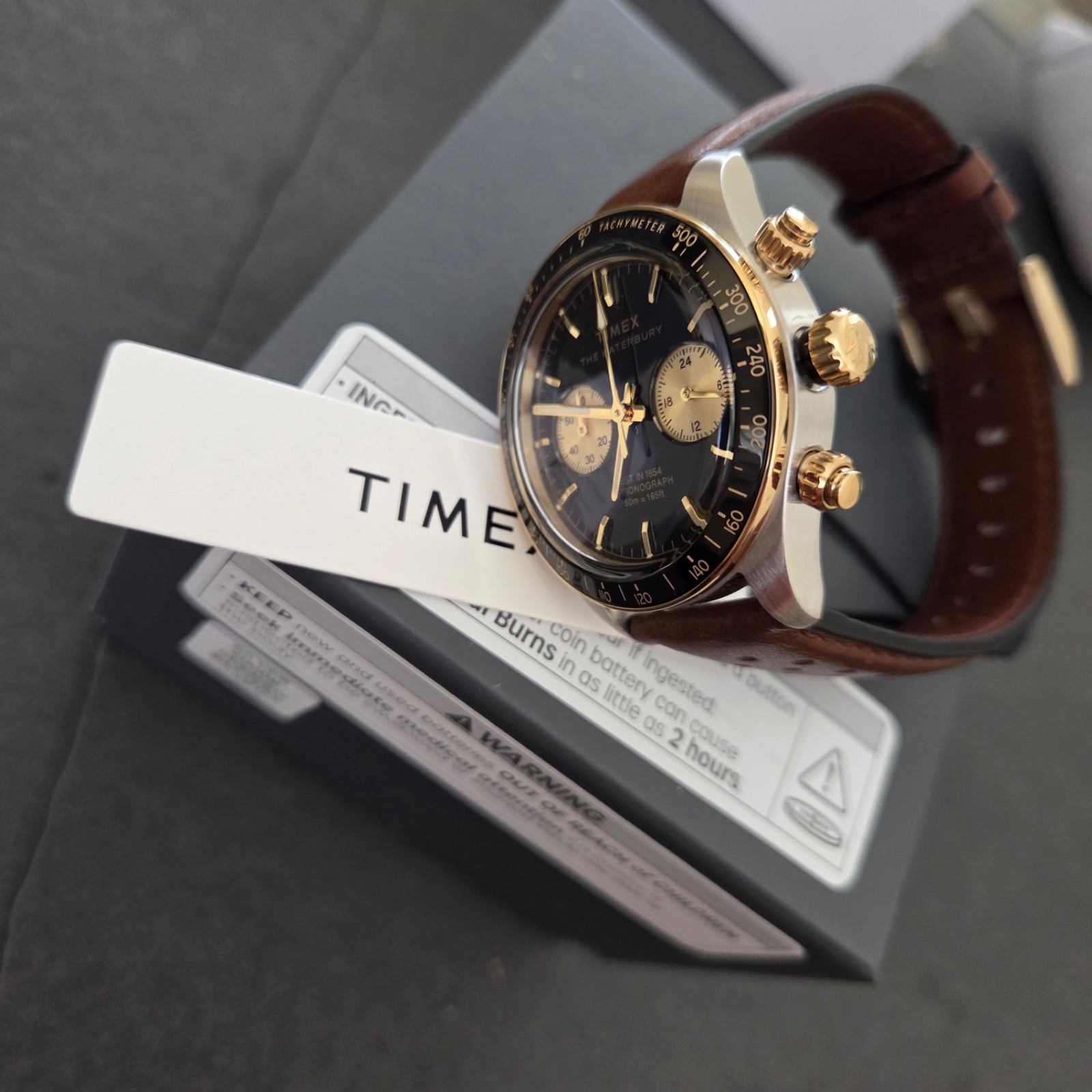 Timex Mens Waterbury Heritage Chronograph 39mm Watch Brown/Black TW2Y24100