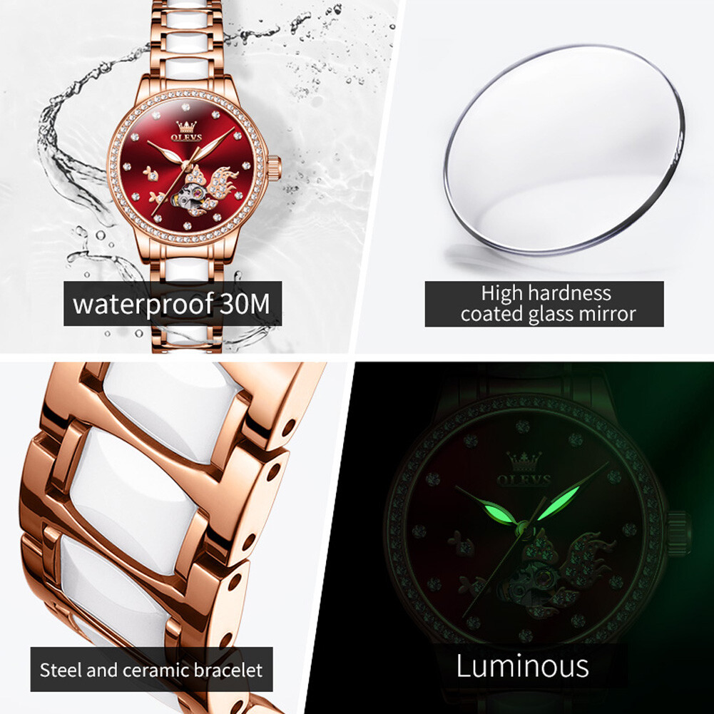 OLEVS Waterproof Luminous Diamonds Dials Automatic Mechanical Watch Women’s