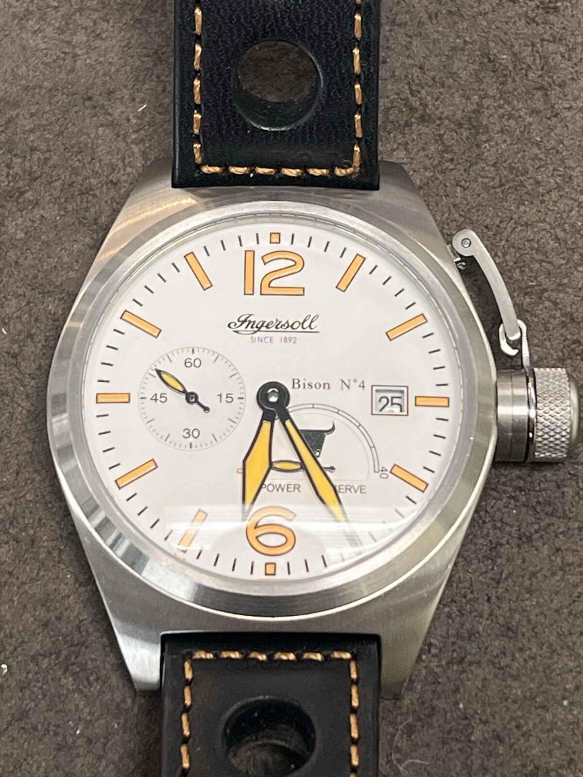INGERSOLL 1892 Bison No.4 IN1605 Calibre 721 White & Orange Dial Men’s Watch