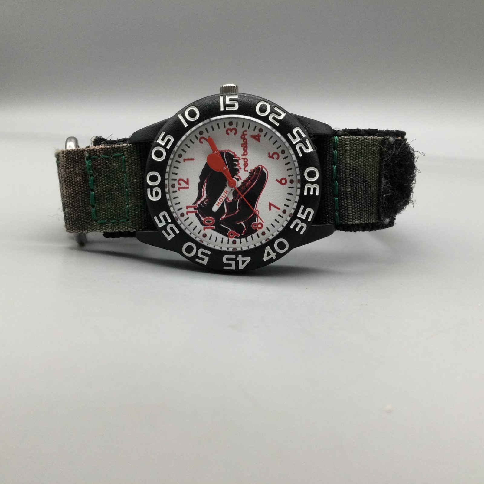 Red Balloon T Rex Time Teller Watch Kids Boy 32mm Black Tone Nylon Band